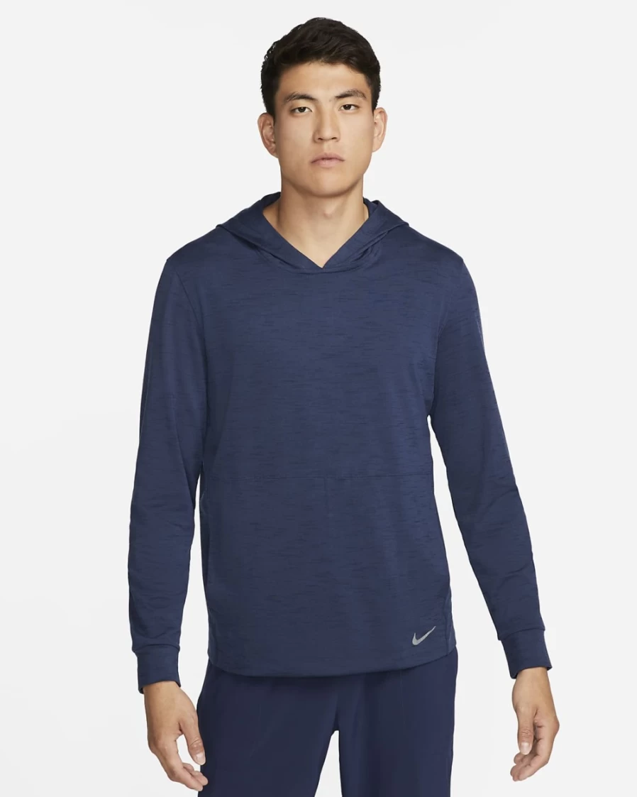 Nike Men's Dri-FIT Lightweight Yoga Hoodie in Midnight Navy, Dark Obsidian, Heather, Iron Grey