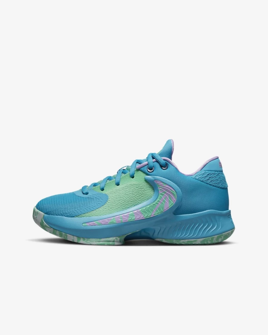 Nike Freak 4 Basketball Shoes for Kids - Laser Blue/Light Menta/Glacier Blue/Lilac - Boys & Girls