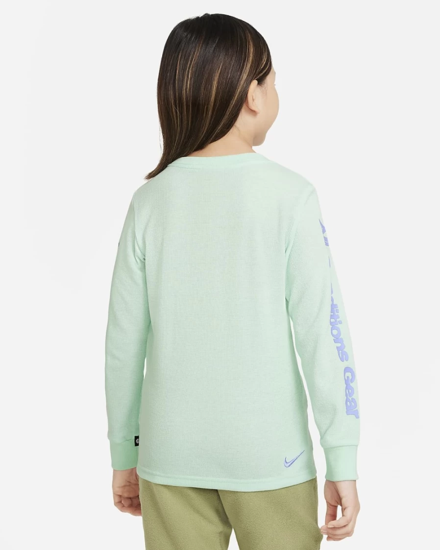 Nike ACG Dri-FIT Boys & Girls Long Sleeve Waffle Thermal Shirt in Mint Foam