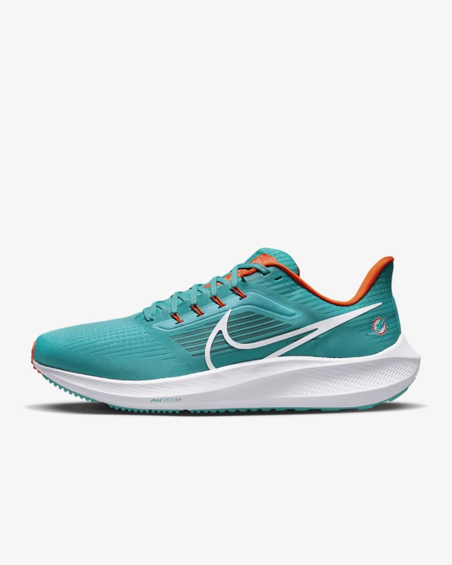 Nike Pegasus 39 Men's Running Shoes - Turbo Green/Brilliant Orange/White (Miami Dolphins NFL Edition)