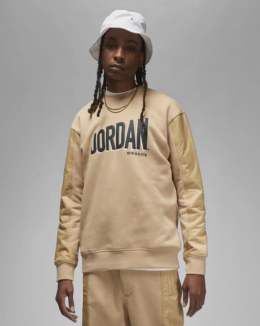Nike Jordan Flight MVP Men's Graphic Fleece Crewneck Sweatshirt - Desert/Black/Black