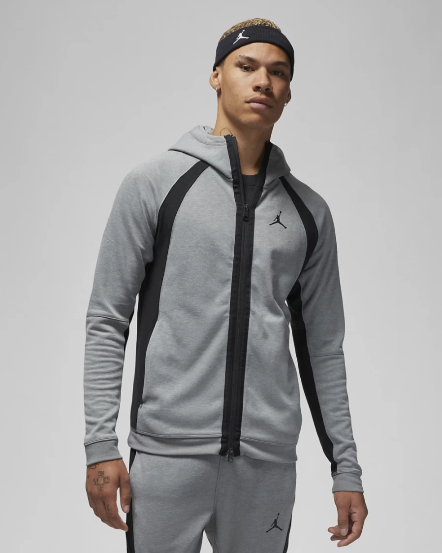 Nike Jordan Dri-FIT Sport Men's Full-Zip Hoodie - Carbon Heather/Black/Black