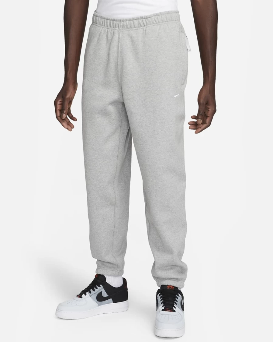 Nike Men's Solo Swoosh Fleece Pants - Dark Grey Heather/White Comfort Joggers