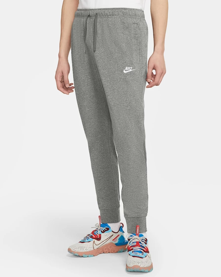 Nike Club Men's Dark Grey Heather Joggers - Sportswear Jersey Pants for Men