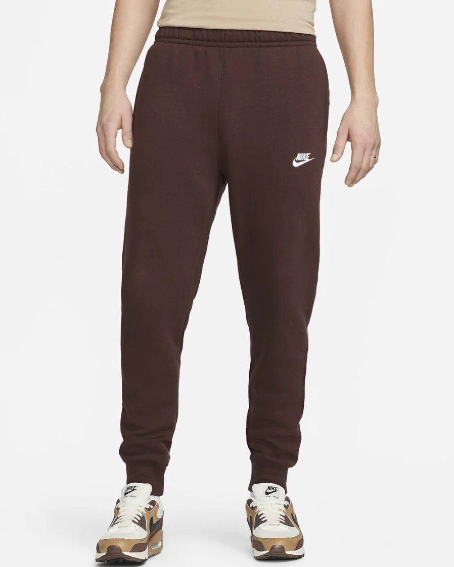 Nike Men's Club Fleece Joggers Pants - Earth/Earth/White Color, Comfortable Sportswear for Casual Wear