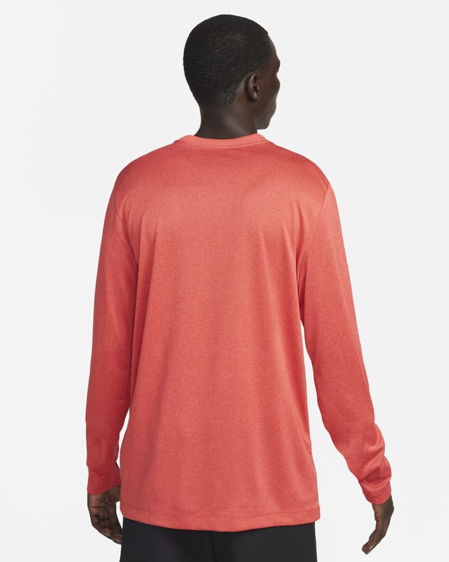 Nike Dri-FIT Legend Men's Long-Sleeve Workout Top - Sport Red, Red Clay, Heather, Black - Moisture-Wicking Training Shirt for Gym & Running