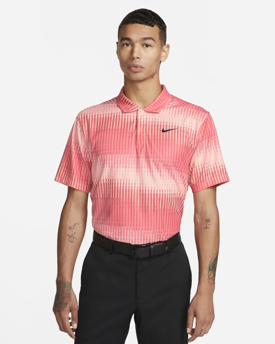 Nike Dri-FIT ADV Tiger Woods Men's Golf Polo Shirt - Bleached Coral/Black, Moisture-Wicking Performance Top for Men