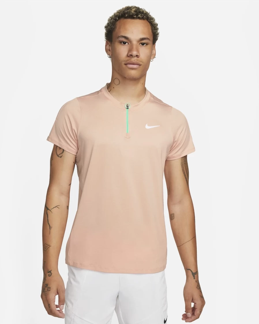 NikeCourt Dri-FIT Advantage Men's Tennis Polo Shirt - Arctic Orange/Green Glow/White - Moisture-Wicking Performance Top