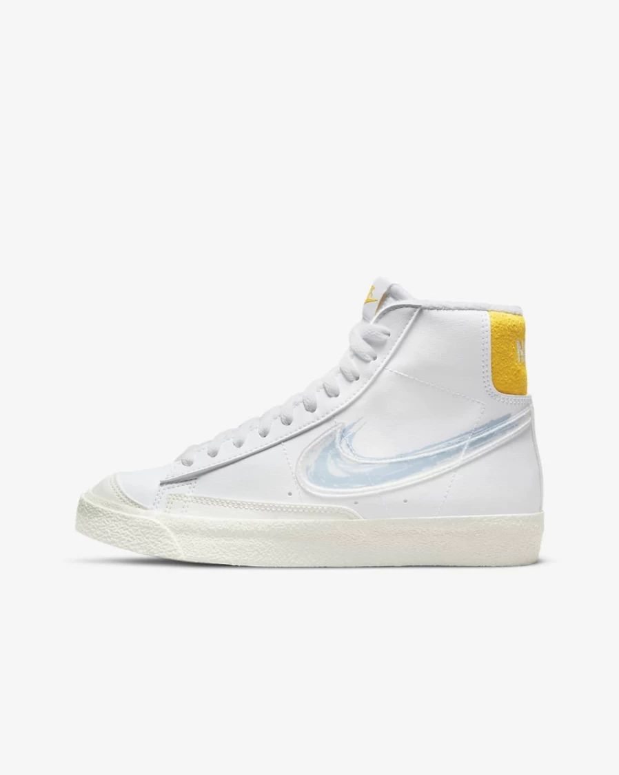 Nike Blazer Mid '77 Big Kids' Sneakers in White/Solar Flare/Sail/Royal Tint for Boys and Girls