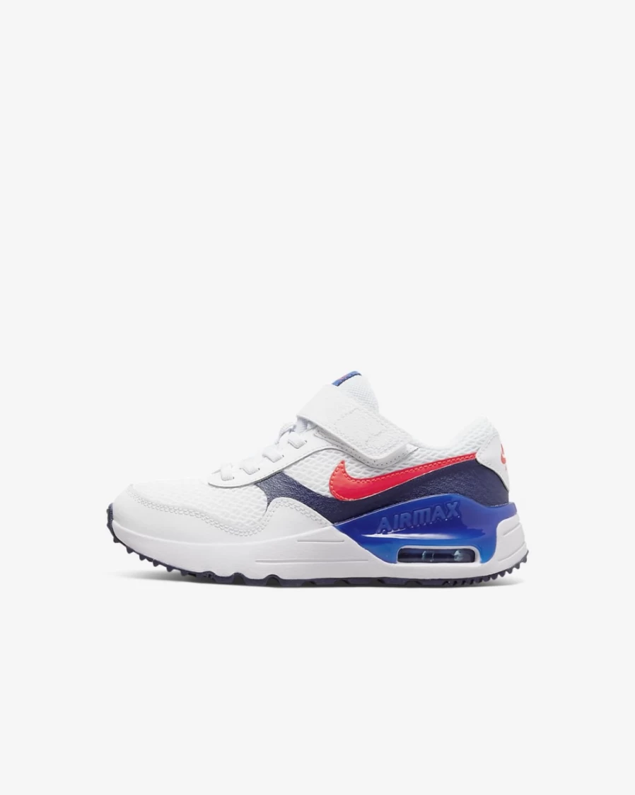 Nike Air Max SYSTM Kids' Shoes - White/Midnight Navy/Game Royal/Bright Crimson - Unisex Boys & Girls Running Sneakers