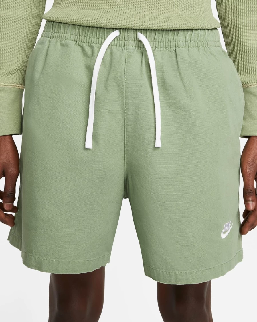 Nike Club Fleece Men's Woven Flow Shorts in Oil Green/White