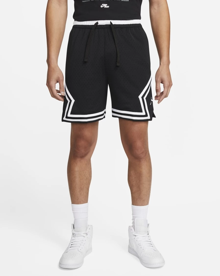 Nike Jordan Sport Dri-FIT Men's Basketball Shorts - Black & White Diamond Design