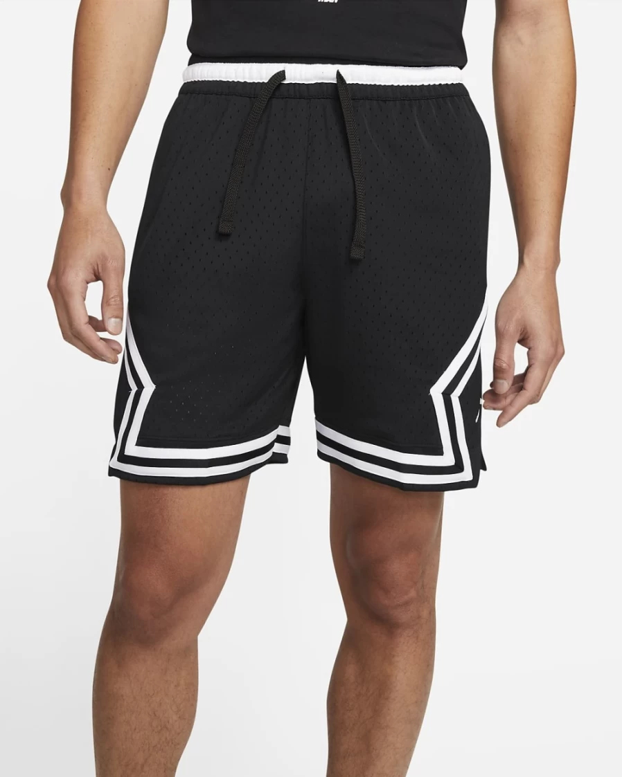 Nike Jordan Sport Dri-FIT Men's Basketball Shorts - Black & White Diamond Design