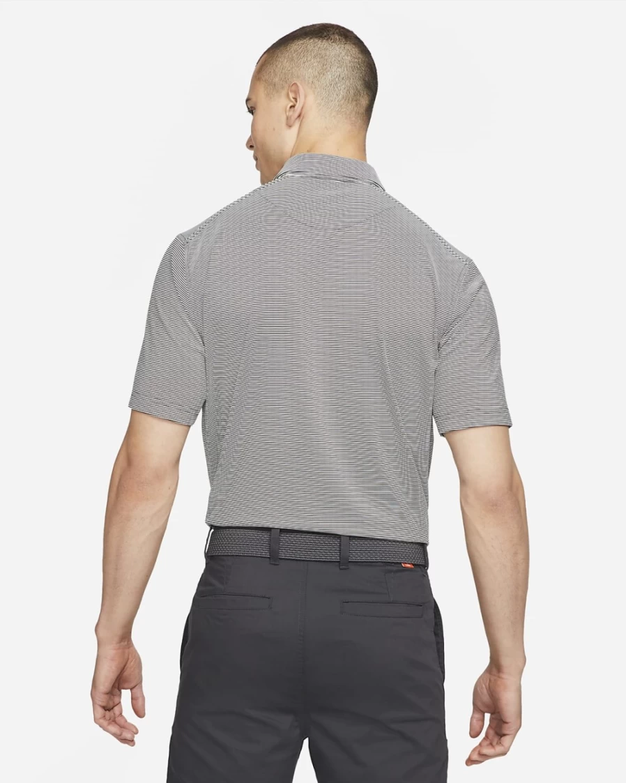 Nike Dri-FIT Player Men's Golf Polo Shirt - Moisture-Wicking, Striped Design, Black/Iron Grey/Brushed Silver