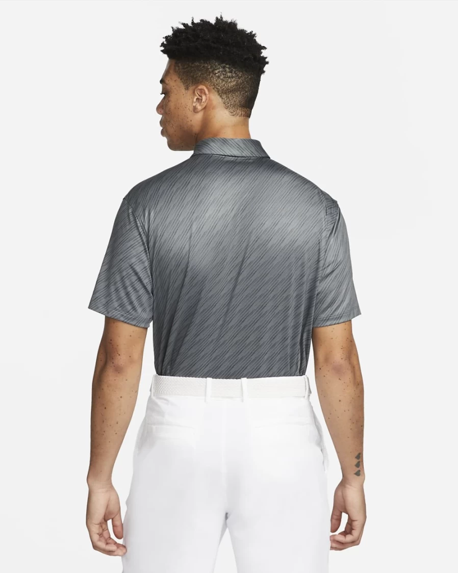 Nike Men's Dri-FIT Vapor Striped Golf Polo Shirt - Dark Smoke Grey & Black