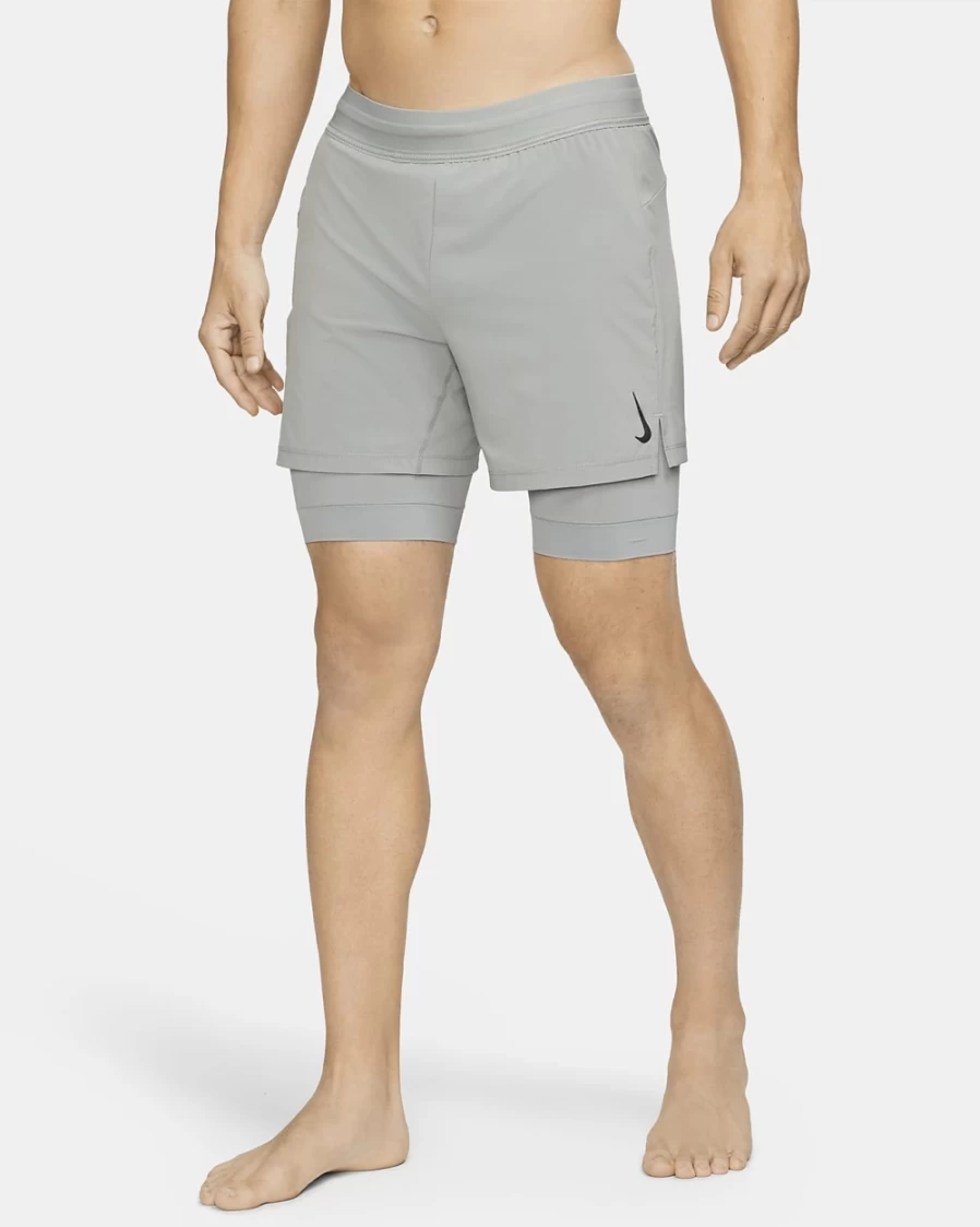 Nike Men's Particle Grey Yoga 2-in-1 Shorts for Workout & Training