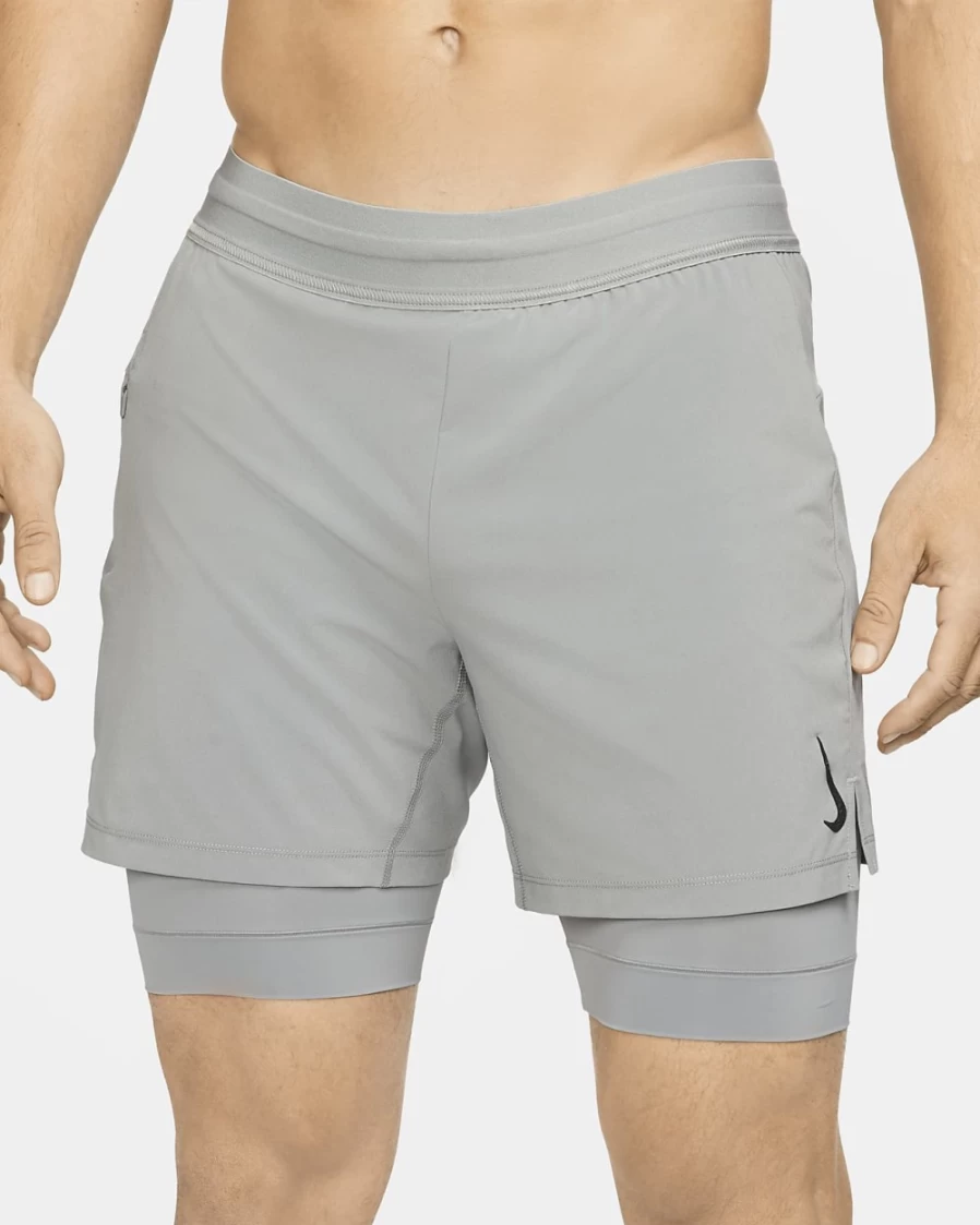 Nike Men's Particle Grey Yoga 2-in-1 Shorts for Workout & Training