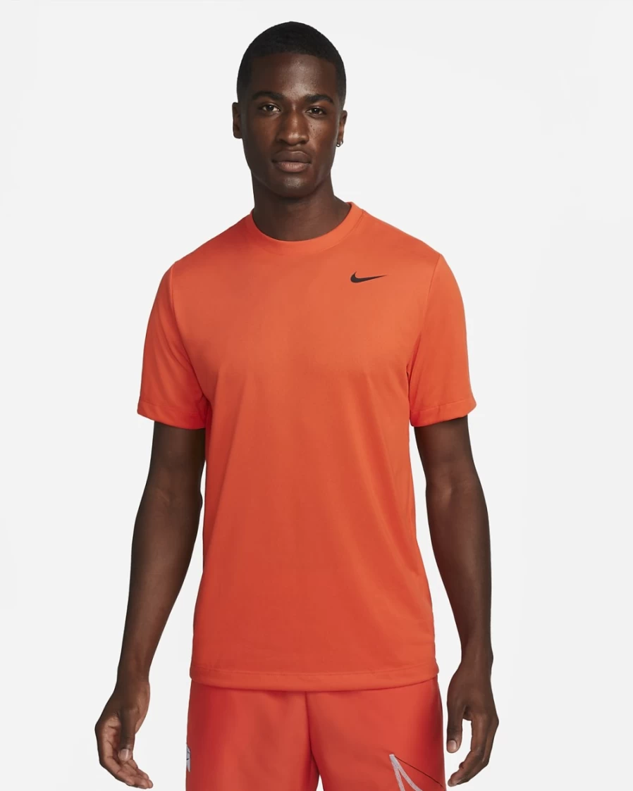 Nike Dri-FIT Legend Men's Fitness T-Shirt - Team Orange/Black - Moisture-Wicking Workout Top