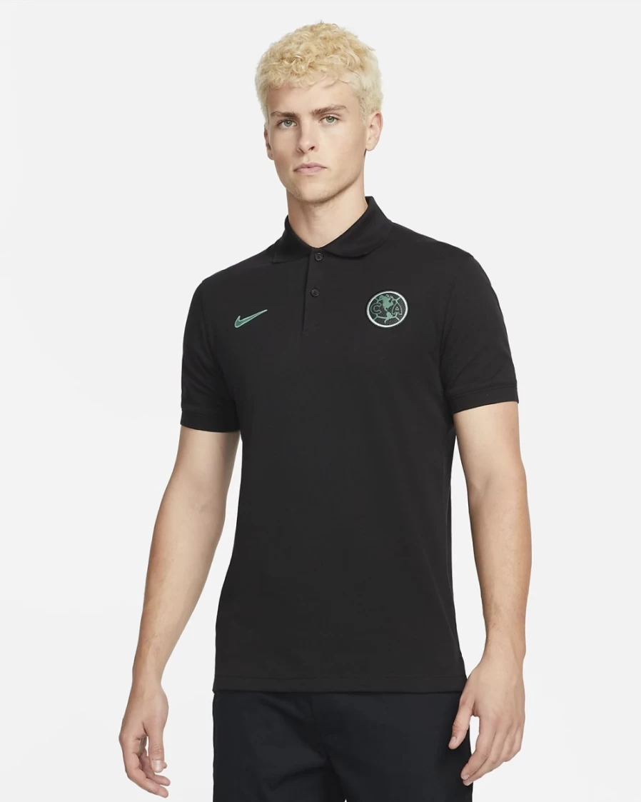 Nike Dri-FIT Slim Fit Polo Shirt for Men - Club América Edition - Black/Healing Jade