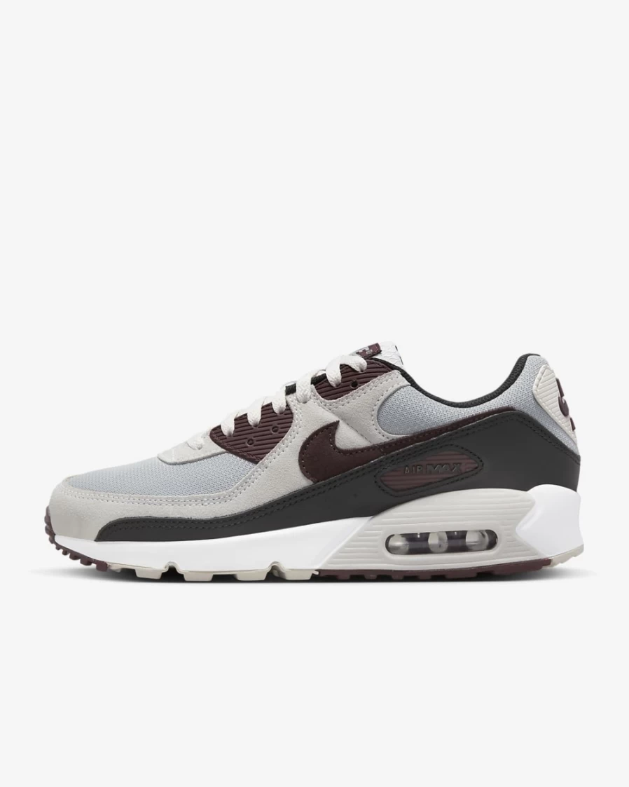 Nike Air Max 90 Men's Wolf Grey/Phantom/Black/Burgundy Crush Running Shoes