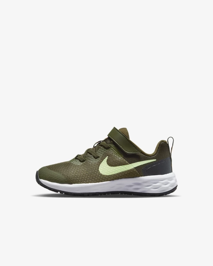Nike Revolution 6 Little Kids' Running Shoes for Boys & Girls - Rough Green/Black/Orange/Volt