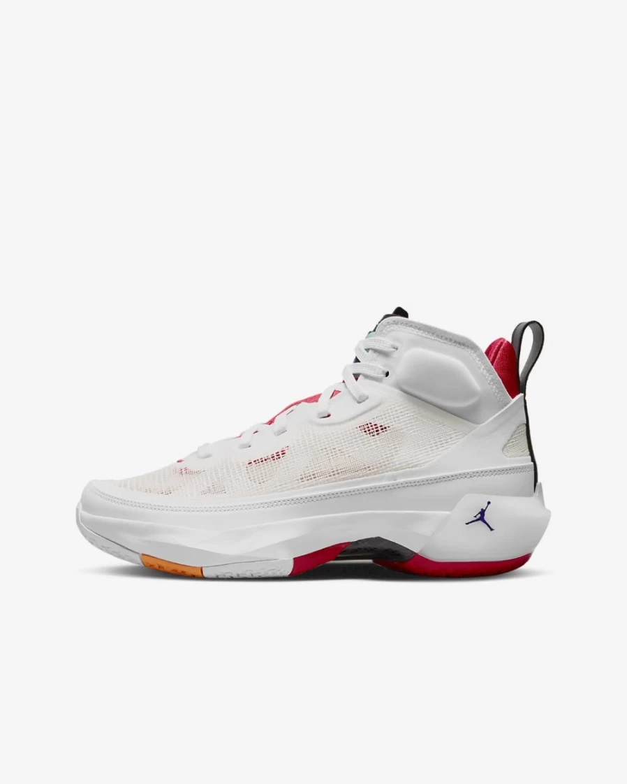 Nike Air Jordan XXXVII Kids' Basketball Shoes - White/Light Silver/Black/True Red for Boys and Girls