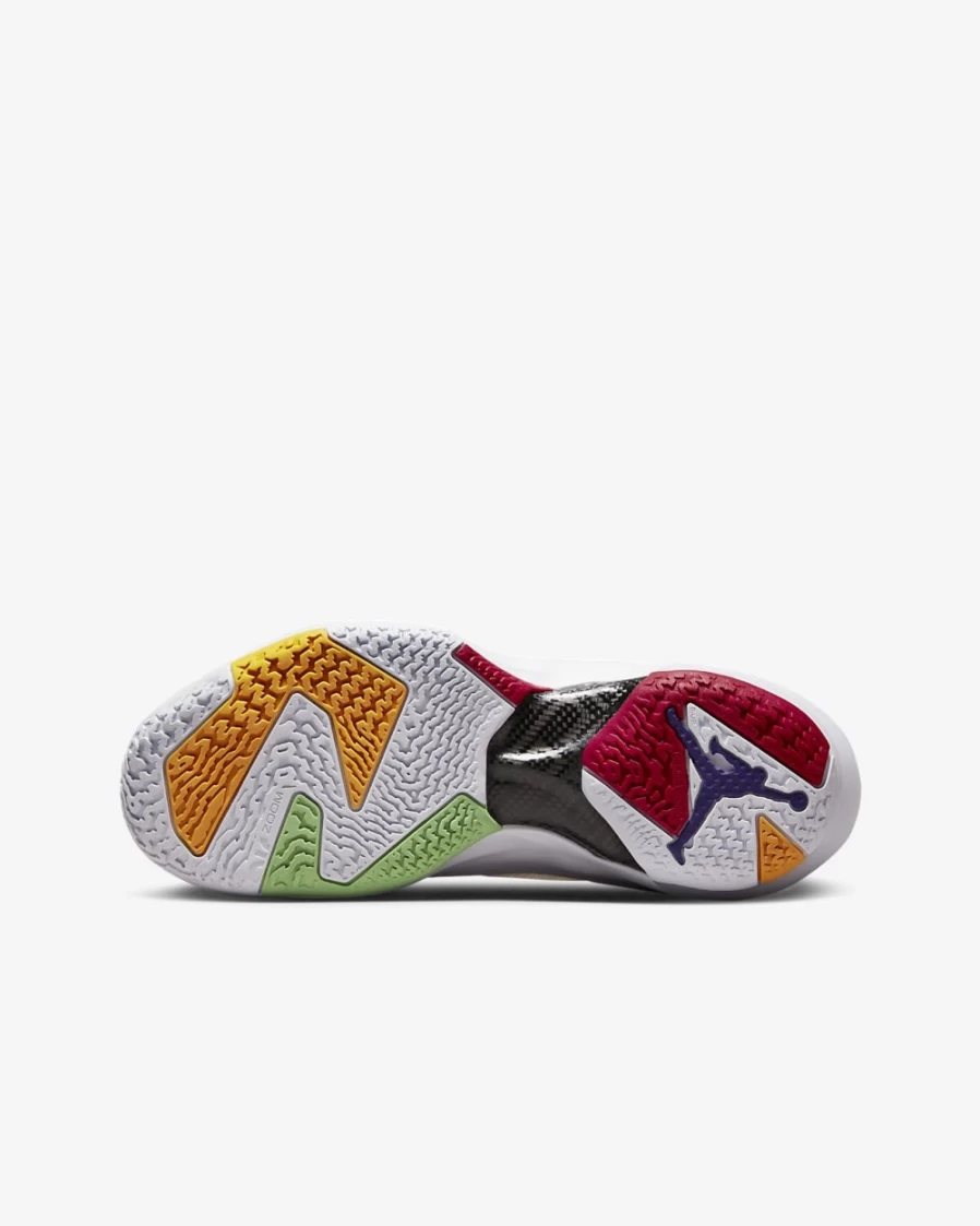 Nike Air Jordan XXXVII Kids' Basketball Shoes - White/Light Silver/Black/True Red for Boys and Girls