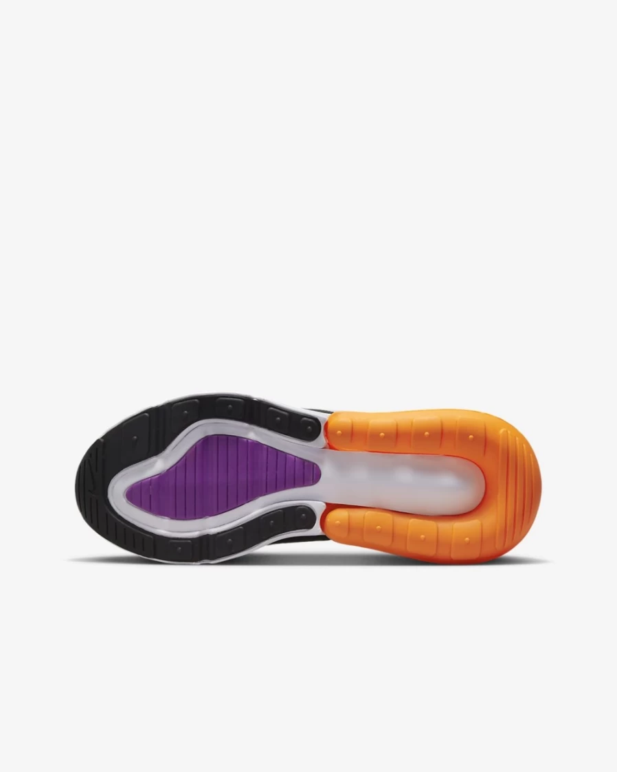 Nike Air Max 270 Big Kids' Sneakers for Boys & Girls - White/Black/Total Orange/Vivid Purple