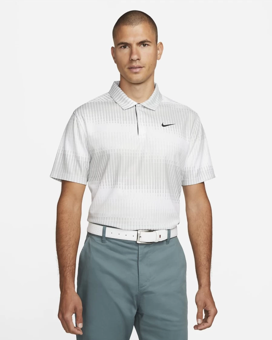 Nike Dri-FIT ADV Tiger Woods Men's Golf Polo Shirt - White/Black/Black, Moisture-Wicking Performance Top for Men
