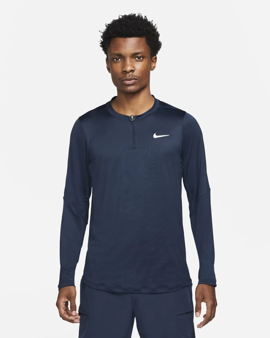 NikeCourt Dri-FIT Advantage Men's Tennis Half-Zip Top - Obsidian/White