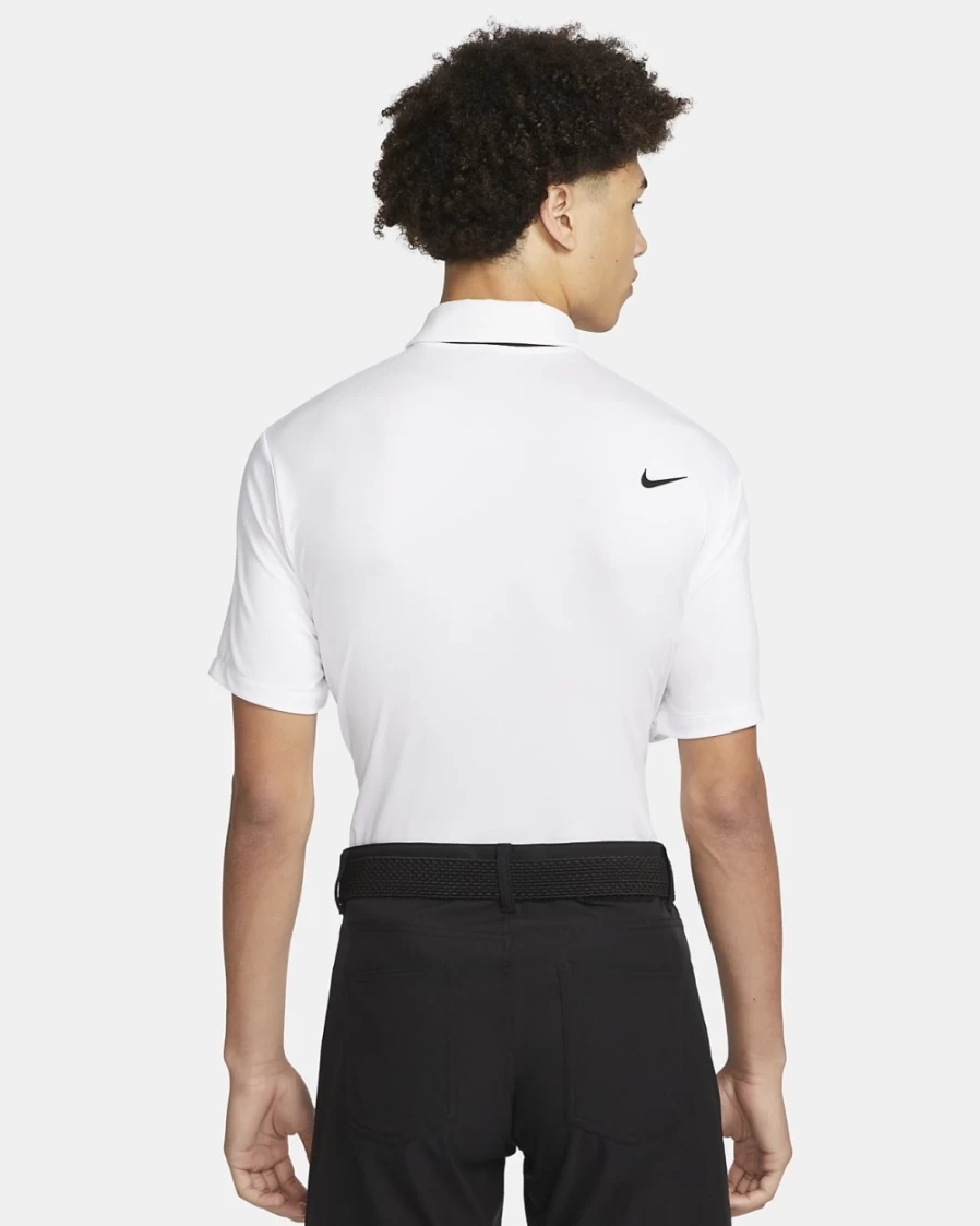 Nike Men's Dri-FIT Tour Solid Golf Polo Shirt - White/Black, Moisture-Wicking Performance Top