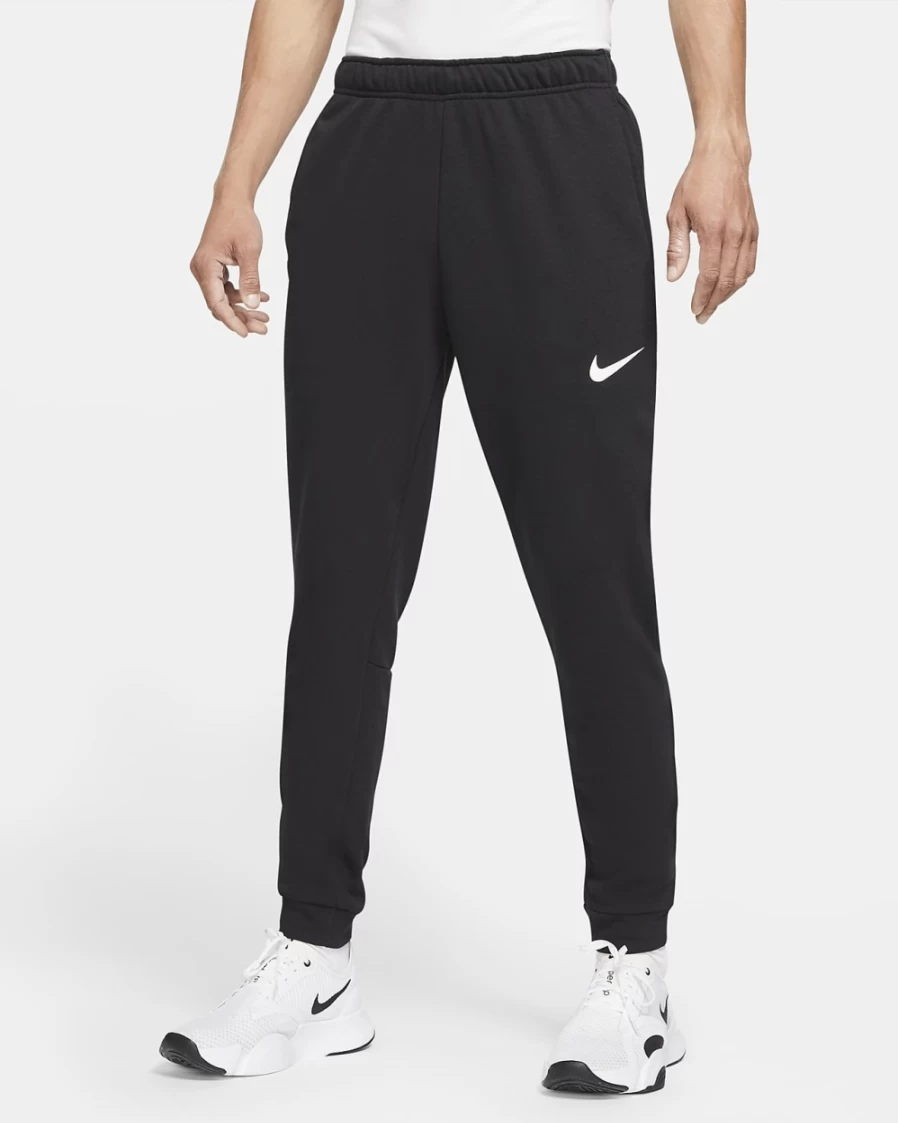 Nike Dri-FIT Men's Black/White Tapered Training Pants for Workout & Gym