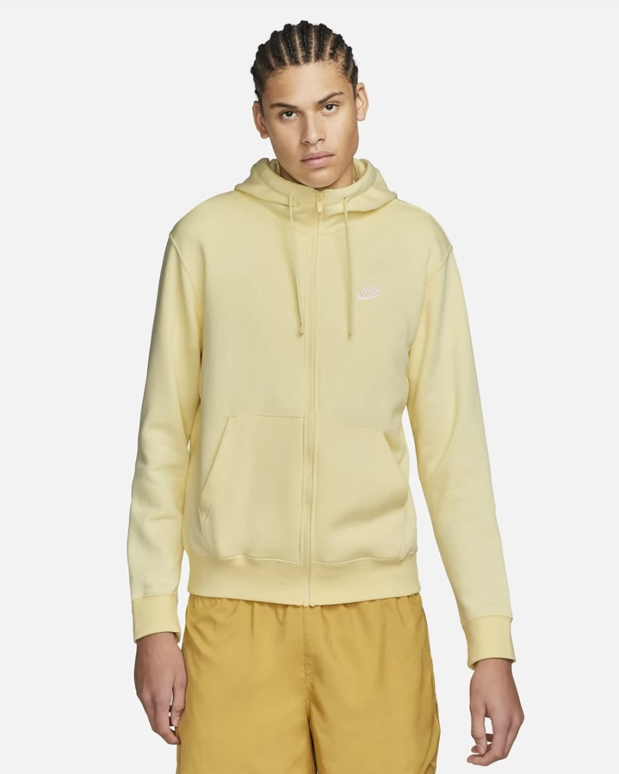 Nike Club Fleece Men's Full-Zip Hoodie - Alabaster/White Sportswear Pullover