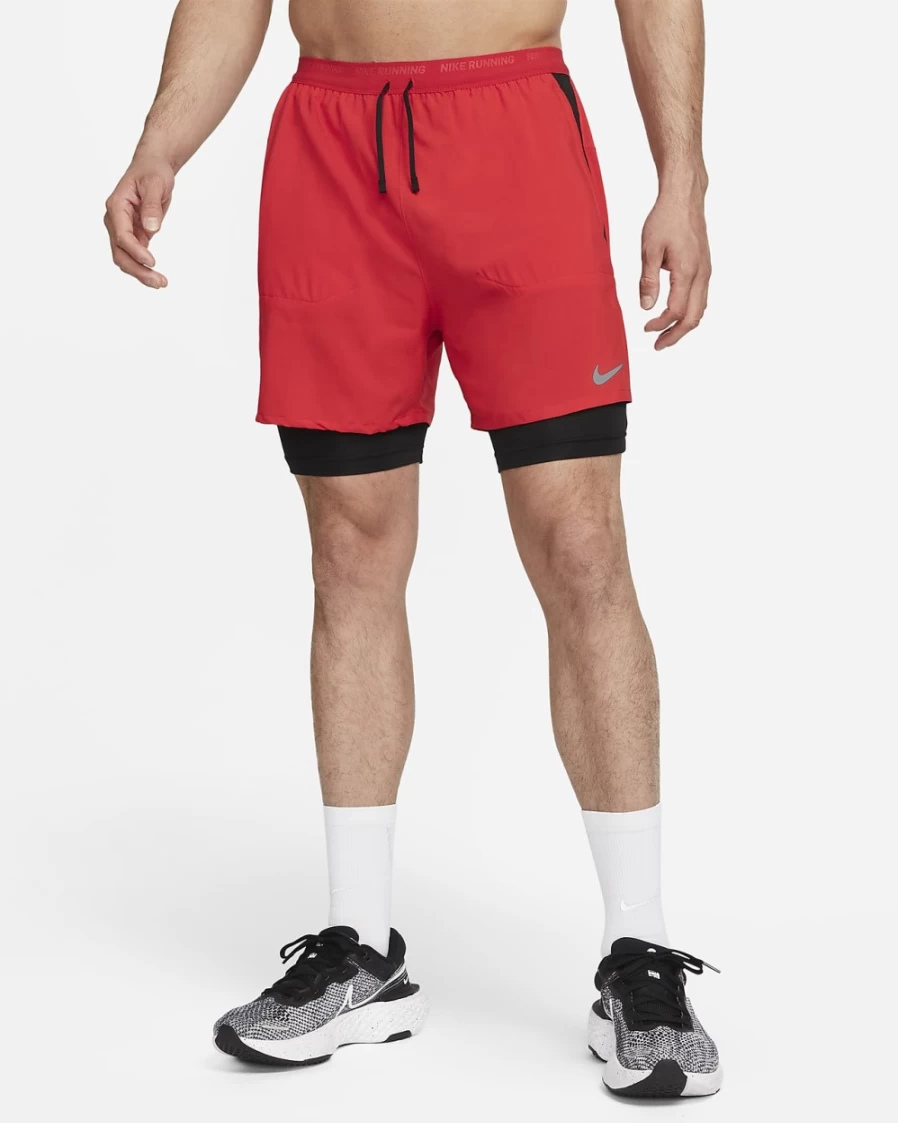 Nike Dri-FIT Stride Men's 7" 2-in-1 Running Shorts - University Red/Black/Black - Breathable Quick-Dry Athletic Shorts for Training & Workouts