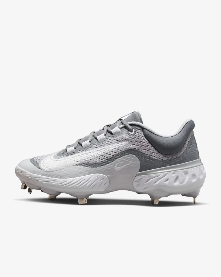 Nike Alpha Huarache Elite 4 Low Baseball Cleats for Men - Wolf Grey/Cool Grey/Pure Platinum/White