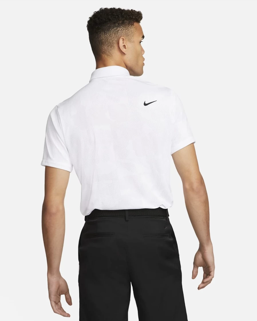 Nike Men's Dri-FIT Tour Jacquard Golf Polo Shirt - White/Black, Moisture-Wicking Performance Top