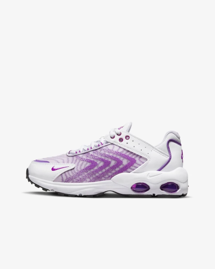 Nike Air Max TW Big Kids' Sneakers in White/Pure Platinum/Violet Frost/Vivid Purple for Boys and Girls