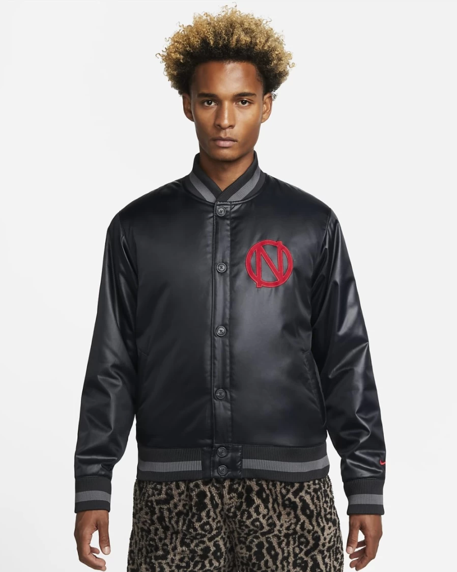 Nike Men's Off Noir/Gym Red Premium Basketball Jacket - Dri-FIT Training Top