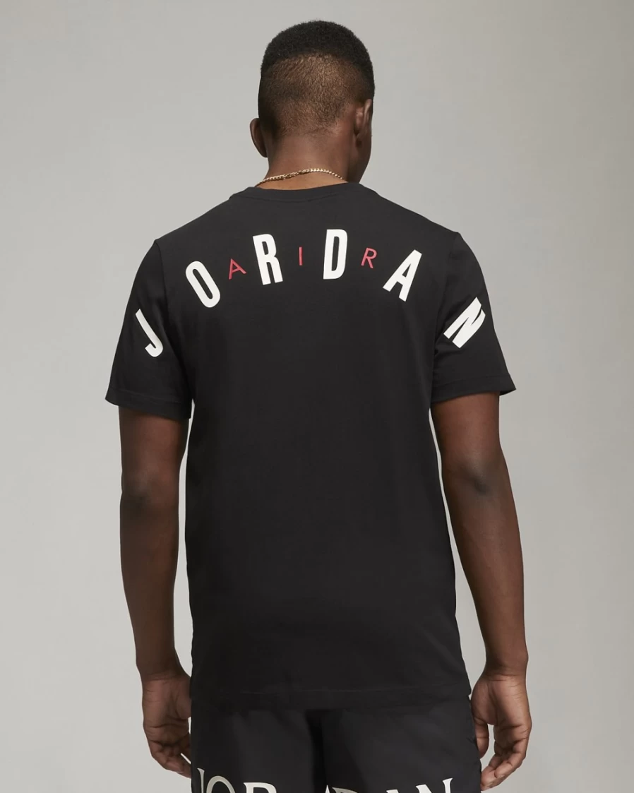 Nike Jordan Air Men's T-Shirt - Black, White, Gym Red Basketball Tee