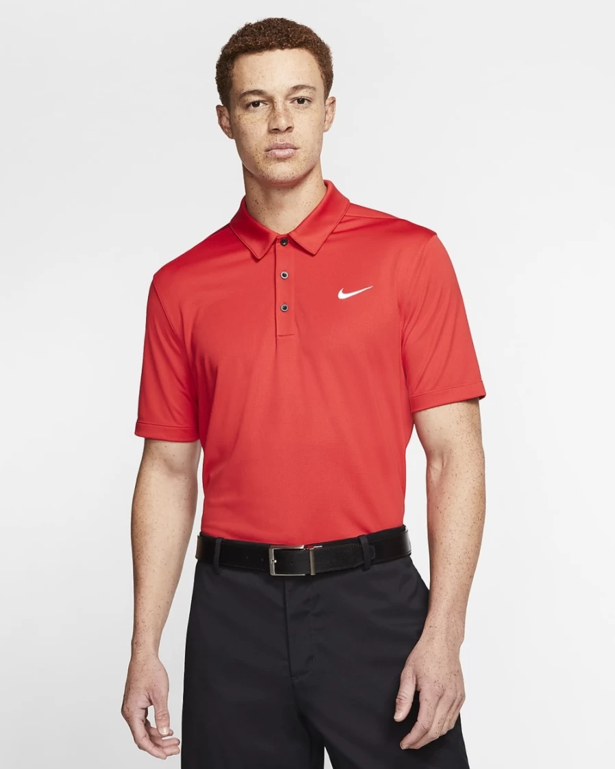 Nike Men's Football Polo Shirt - University Red/Black/White Athletic Jersey