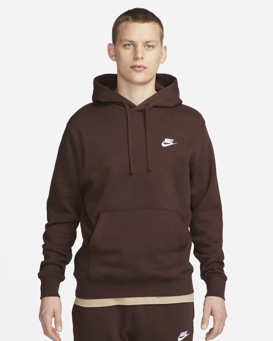 Nike Men's Earth & White Club Fleece Pullover Hoodie - Sportswear Comfort Fit