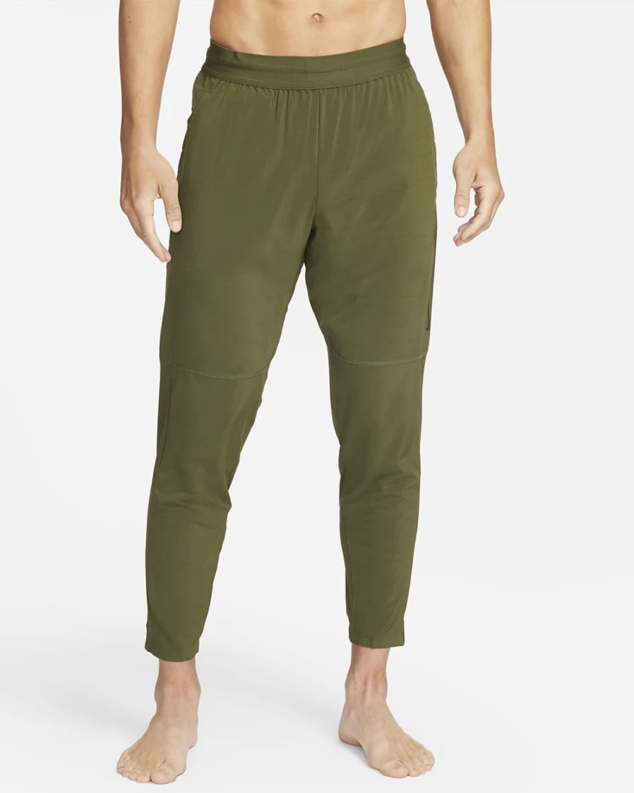 Nike Men's Yoga Pants - Rough Green/Black Stretch Workout Trousers for Training & Gym