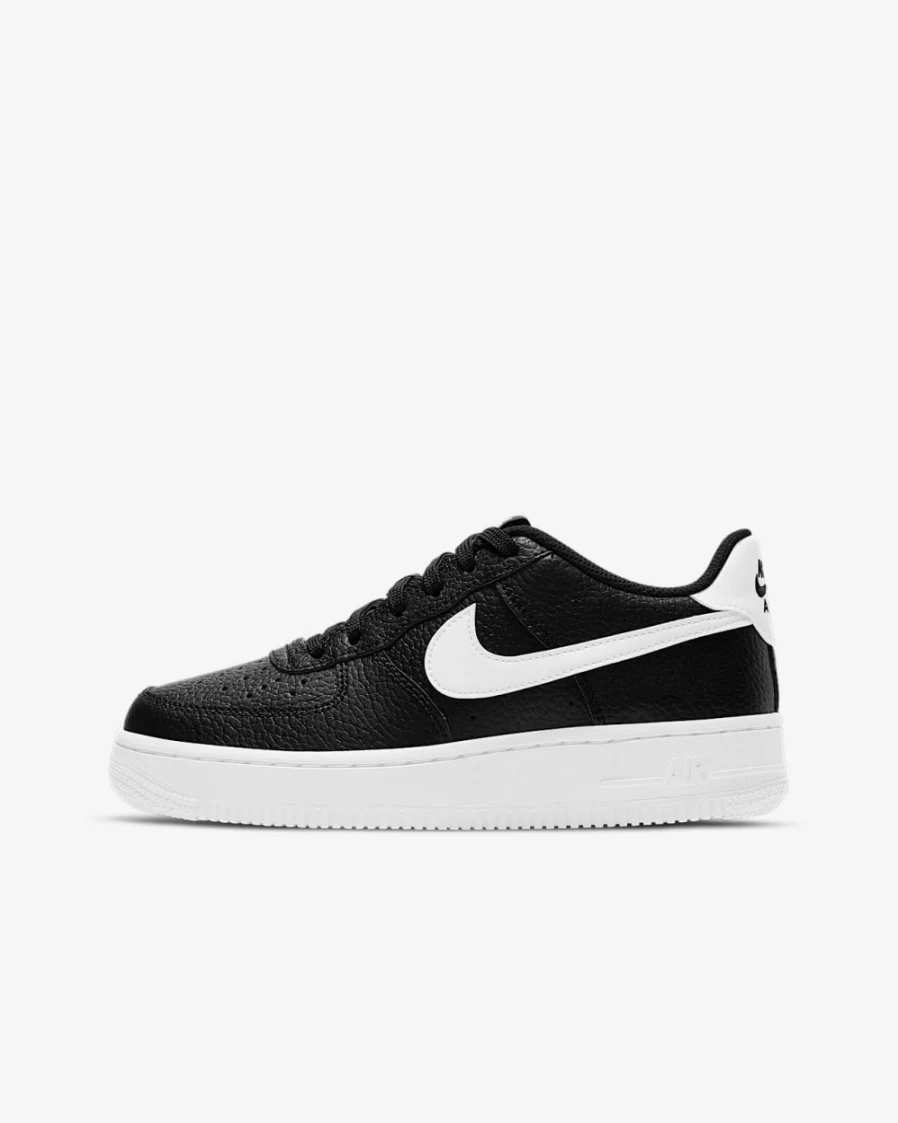 Nike Air Force 1 Big Kids' Sneakers - Black/White - Unisex Boys Girls Shoes