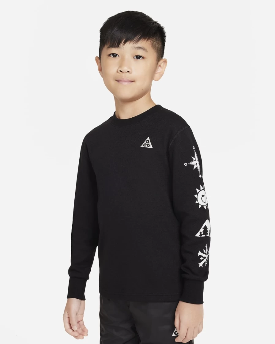 Nike ACG Dri-FIT Boys & Girls Long Sleeve Waffle Thermal Shirt - Black