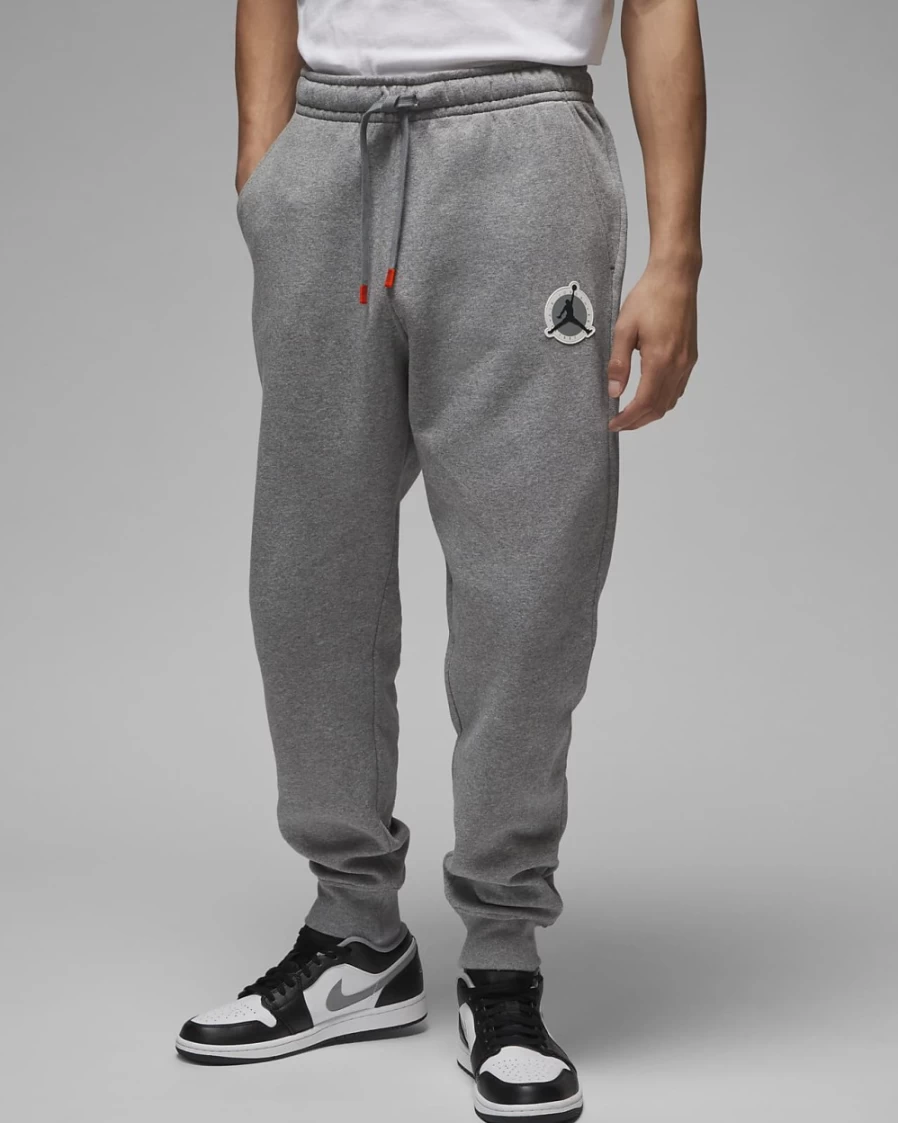 Nike Jordan Flight MVP Men's Fleece Pants - Carbon Heather/Rush Orange
