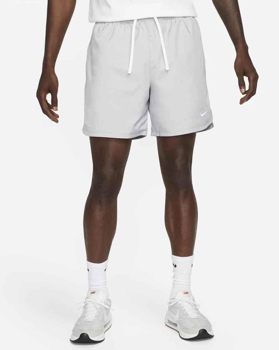 Nike Men's Light Smoke Grey Sport Essentials Woven Lined Flow Shorts with White Trim