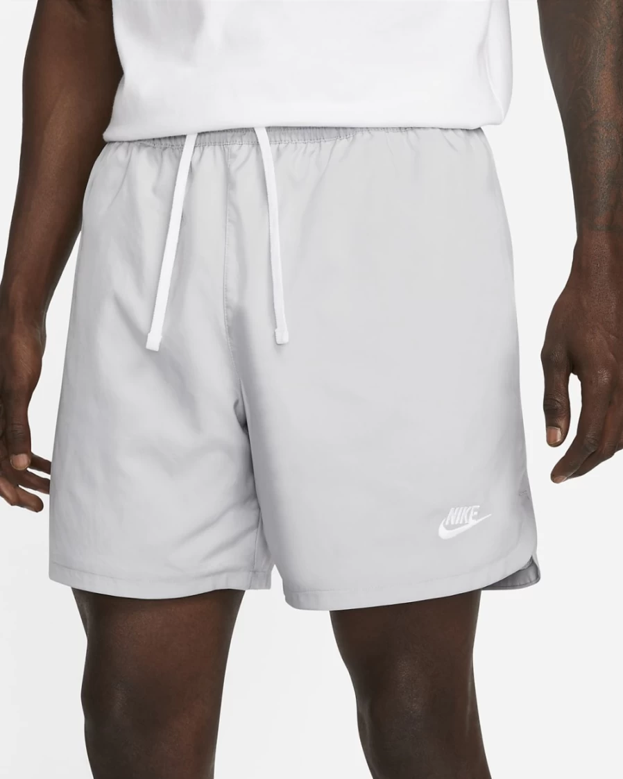 Nike Men's Light Smoke Grey Sport Essentials Woven Lined Flow Shorts with White Trim