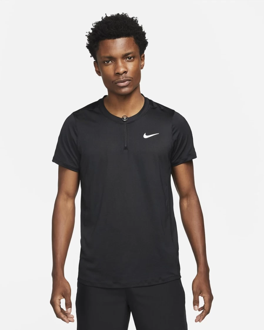 NikeCourt Dri-FIT Advantage Men's Tennis Polo Shirt - Black/White, Moisture-Wicking Performance Top for Men