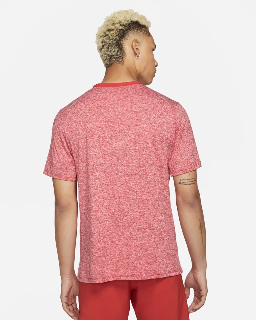 Nike Dri-FIT Rise 365 Men's Running Shirt - Short-Sleeve Moisture-Wicking Top in University Red/Heather