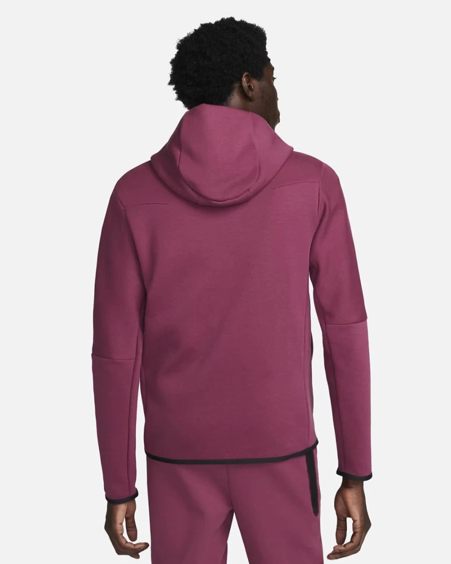 Nike Men's Tech Fleece Full-Zip Hoodie - Rosewood/Black, Lightweight & Comfortable Sportswear